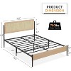 2 Set Full Bed Frame with Rattan Headboard,Bed Boho Style with Strong Metal Slats Support,Under Bed Storage,Noise-Free,No Box Spring Needed,Light Oak - 2 of 4