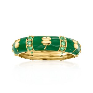 Ross-Simons 0.30 ct. t.w. Emerald Clover Ring With Green Enamel in