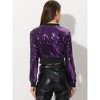 INSPIRE CHIC Women's Sequin Sparkle Front Zipper Cropped Bomber Jacket - 4 of 4