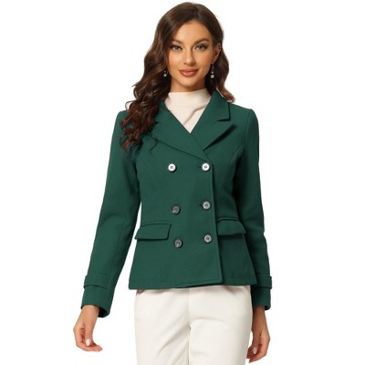 INSPIRE CHIC Women's Notched Lapel Double-Breasted Pea Coat