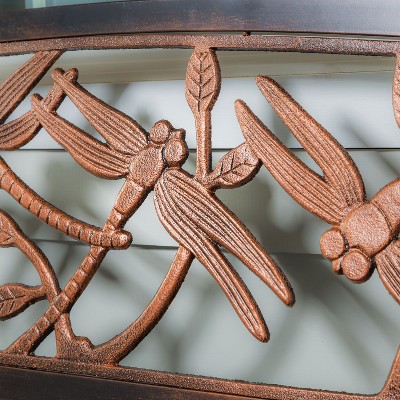 Bronze Dragonfly Design Cast-Iron Garden Bench