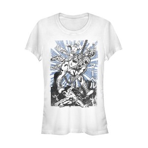 Juniors Womens Marvel Spider-Man Kanji Scene T-Shirt - 1 of 3
