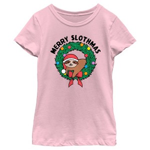 Girl's Lost Gods Merry Slothmas T-Shirt - 1 of 4