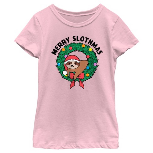 Girl's Lost Gods Merry Slothmas T-Shirt - image 1 of 4