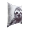 Kate and Laurel Como Sloth Print Throw Pillow Cover, 24x24, White - 2 of 4