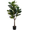 Monarch Specialties Artificial Plant 47 inch Tall Fiddle Tree Indoor Faux Fake Floor Greenery Potted Real Touch Decorative Green Leaves Black Pot - 2 of 4