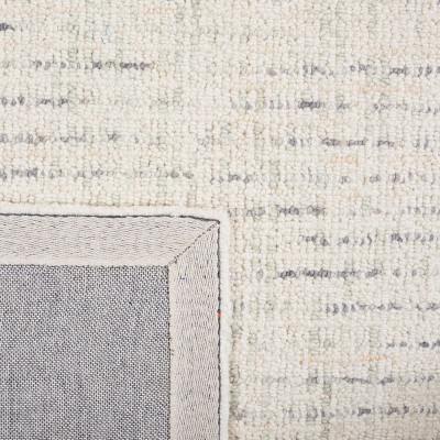 Ivory and Light Grey Hand-Tufted Wool Abstract Rug - 5' x 8'