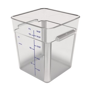 Squares Polycarbonate Food Storage Container, 6 qt, 8.75 x 8.75 x 7.31, Clear, Plastic Squares Polycarbonate Food Storage Container, 6 qt, 8.75 x 8.75 x 7.31, Clear, Plastic