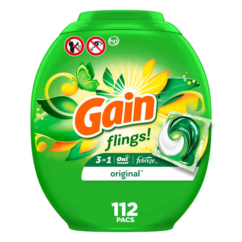 Gain Flings Original Scent HE Compatible Laundry Detergent Soap Pacs, 1 of 16