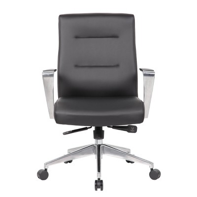 Black Vinyl Executive Swivel Conference Chair with Metal Base