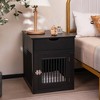 Costway 2-In-1 Furniture Dog Crate with Drawer Wired & Wireless Charging Side End Table Black/White/Rustic Brown - 4 of 4