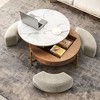 POVISON Mid-century Modern Coffee Table, Lift Top Coffee Table with Storage, Hidden Compartment, with 3 Ottomans, Brown, 31.49" - 3 of 4