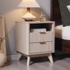 18" Modern Fluted Nightstand with Charging Station, Side Table with Faux Marble Top for Bedroom, Living Room - 4 of 4