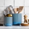 BRINJOY Cutlery Holder, 7.3" + 5.4" Ceramic Cutlery Jars, Pots and Home Accessories, 2-Pack, Glazed Blue Cutlery Storage - 2 of 4