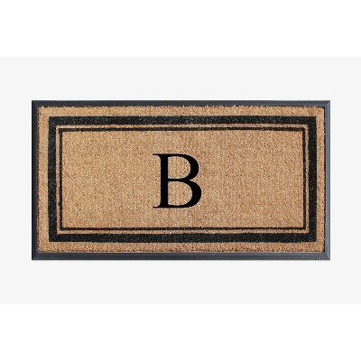 A1HC Natural Rubber Coir Outdoor Doormat 24x48 Monogrammed Anti-Shed Treated Durable Front Door Mat