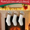 Aoibox 4 Pack Personalized White Knit Christmas Stockings with Leather Patches Custom Name 18 x 4.7 Inch Large Holiday Decor - 4 of 4