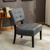 Lyngins Blended Leather Tufted Accent Chair with Oversized Seating, Kiln-Dried Hardwood Frame & Wood Legs, Comfy Sofa Chair for Living Room, Bedroom - 3 of 4