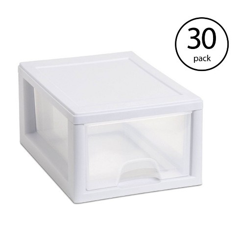 Sterilite Small Clear Plastic Stackable Drawer With White Frame