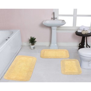 Radiant Bathroom Rugs Set, Washable Rug, Extra Soft and Absorbent bath Rug, Kitchen Mat, Bath Mat Set, Bath Floor Mat Non-Slip, 3 Pcs Set, Yellow - 1 of 4