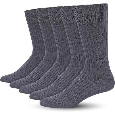 SERISIMPLE Men Bamboo Viscose Thin Ribbed Knit Silky Soft Lightweight Dress Crew Socks White X Large 5 Pairs