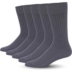SERISIMPLE Men Bamboo Viscose Thin Ribbed Knit Silky Soft Lightweight Dress Crew Socks White X Large 5 Pairs - 1 of 4