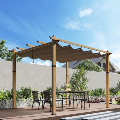 Outdoor Pergola Metal Gazebo with Retractable Canopy