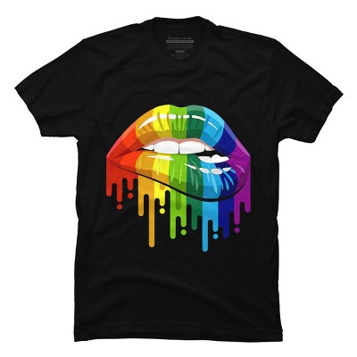 Adult Design By Humans Rainbow Pride Lip Melt By COVI T-Shirt