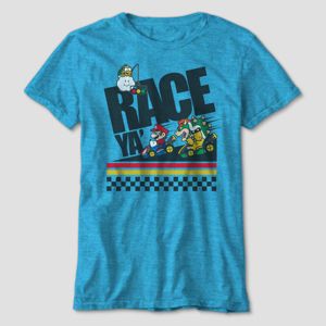 Boys Super Mario Race Ya Short Sleeve Graphic T Shirt Light Blue L Target - light blue fade hoodie roblox