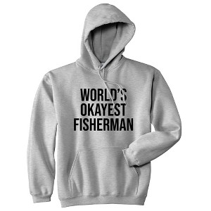 World's Okayest Fisherman Adult Hoodie Funny Fishing Lover Sarcastic Hooded Sweatshirt - Crazy Dog Hoodie - 1 of 4