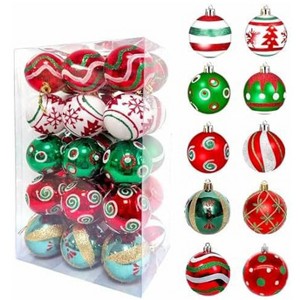 Aoibox 30 Piece 2.36 inch Christmas Tree Ornaments Set Multi Color Shatterproof Balls with Hooks for 6ft Tree Wreaths and Garlands - 1 of 4