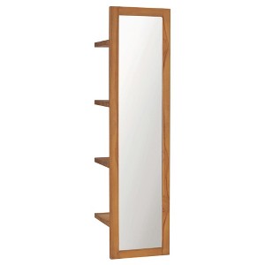 vidaXL Wall Mirror with Shelves 11.8"x11.8"x47.2" Solid Teak Wood - 1 of 4