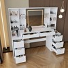 FONTOI 57"W Makeup Vanity Desk with Mirror and 8 Drawers Open Storage Shelves for Woman Bedroom Dressing Room, White, 57"*54.4"*15.7" - 4 of 4