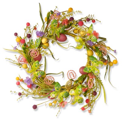 24" Butterfly Garden Accents Easter Wreath - National Tree Company