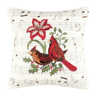 C&F Home 16" x 16" Amaryllis Cardinals Embroidered Pillow