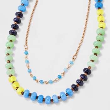 Semi-Precious Beaded Color Blocked Multi-Strand Necklace - Universal Thread™