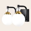 PAKOKULA 2-Light Black and Gold Vanity Light with White Globe Frosted Glass Shade - 3 of 4