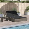 vidaXL Double Patio Sun Lounger - Gray Poly Rattan Furniture with Adjustable backrest & Cushions - Outdoor Garden daybed Chair - 2 of 4