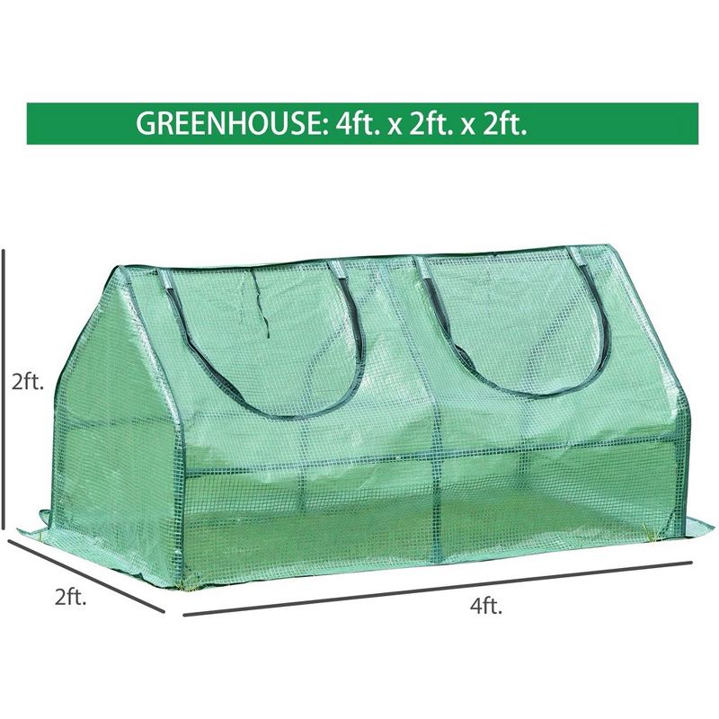 Aoodor Mini 4 ft. x 2 ft. x2 ft. Greenhouse Zipper Doors, 5 of 7