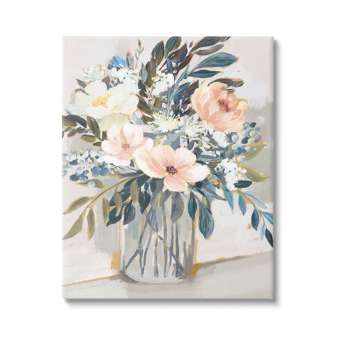 Stupell Industries Pink Overflowing Floral Bouquet Gallery Wrapped Canvas  Wall Art : Target