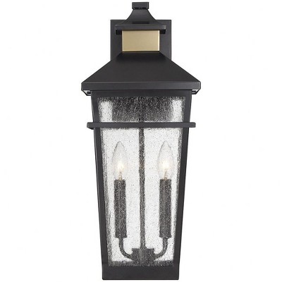 Kingsley Matte Black and Brass 2-Light Outdoor Lantern