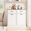 Trash Cabinet Tilt Out, Hidden Trash Can Cabinet 10 Gallon Storage Holder, Freestanding Pet-Proof Garbage Can Cabinet - 4 of 4