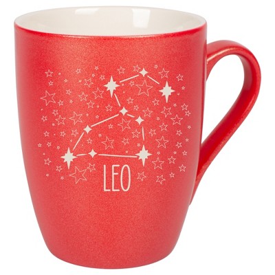 100 North Zodiac 10 Ounce Crimson Red Metallic Finish, Comfortably Fits Your Hands, New Bone China Coffee Tea Cup Mug, Leo