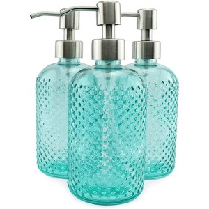 AuldHome Design Hobnail Glass Soap Dispenser, 3pk; Decorative Pump Bottles - 1 of 4