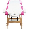 vidaXL Foldable Massage Table 3 Zones Wood White and Pink - 3 of 4