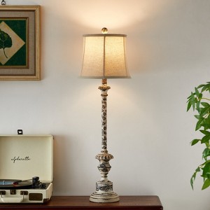 GTCLIGHTING Farmhouse Table Lamps for Living Room,35.25" Resin Bedside Lamps with Fabric Shade&Rotary Switch - 1 of 4