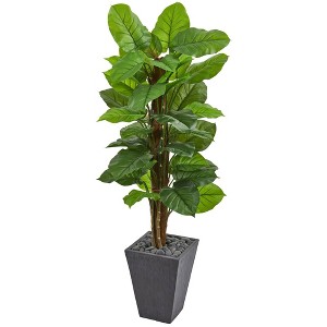 Nearly Natural 5-ft Large Leaf Philodendron Artificial Plant in Slate Planter (Real Touch) - 1 of 1