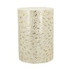 HDZNVF 14x14x20 inch Decorative Drum End Table with Gold and White Design - 3 of 4