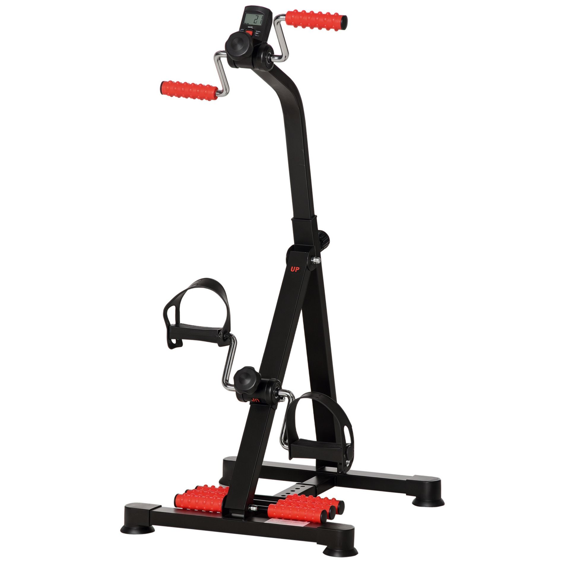 Soozier Pedal Exerciser Height-adjustable Portable Exercise Bike with LCD Display and Foot Massage Roller for Seniors Elderly Rehabilitation Training