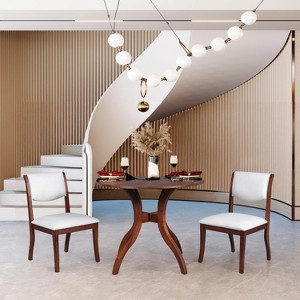 3 Piece Round Dining Table Set for 2, Dining Set Kitchen Table Set Breakfast Nook Table Set with 2 Upholstered Dining Chairs - ModernLuxe - 1 of 4