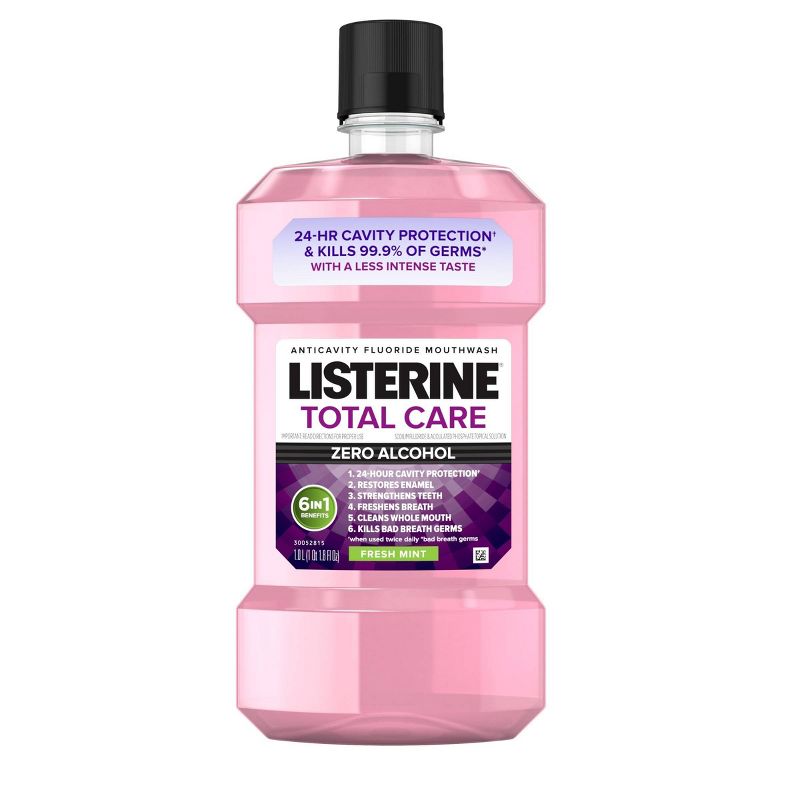 Listerine Zero Alcohol Total Care Anticavity Fluoride Mouthwash - 1L, 1 of 14